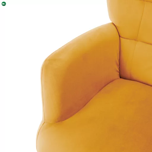 Fotel lábtartóval, sárga Velvet szövet/fekete, HABEN