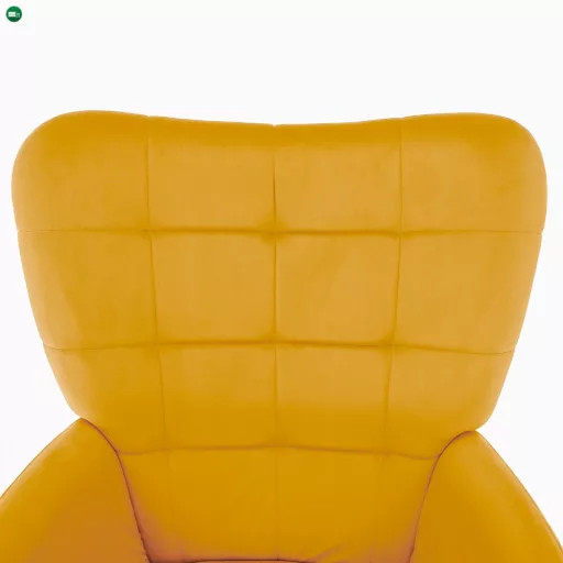 Fotel lábtartóval, sárga Velvet szövet/fekete, HABEN
