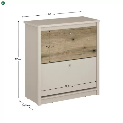 Cipősszekrény, kasmír/evoke tölgy, KAROS 2K