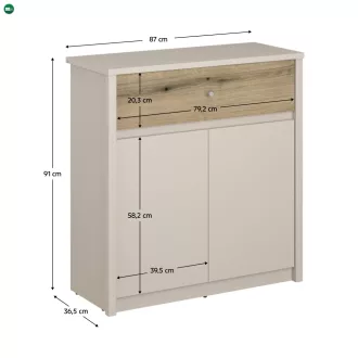 Komód, kasmír/evoke tölgy, KAROS 2D1S