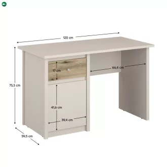 Univerzális PC-asztal, kasmír/evoke tölgy, KAROS 1D1S/120