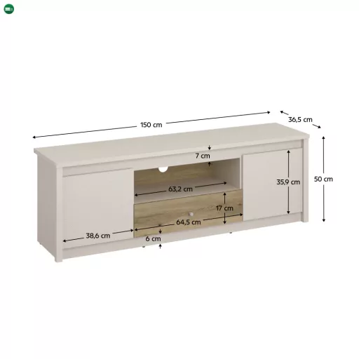 TV-állvány, kasmír/evoke tölgy, KAROS 2D1S