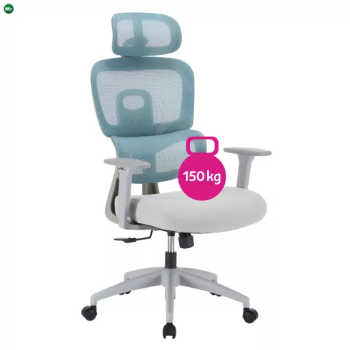 Irodai szék, neomint/világosszürke/szürke, teherbírás 150 kg, ERMEN