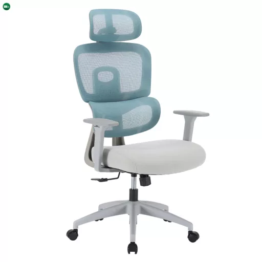 Irodai szék, neomint/világosszürke/szürke, teherbírás 150 kg, ERMEN