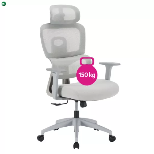 Irodai szék, világosszürke/szürke, teherbírás 150 kg, ERMEN