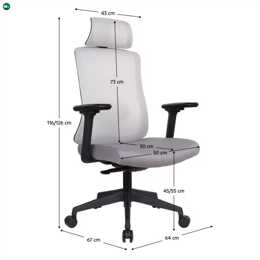 Irodai szék, szürke/fekete, teherbírás 150 kg, ROSANO