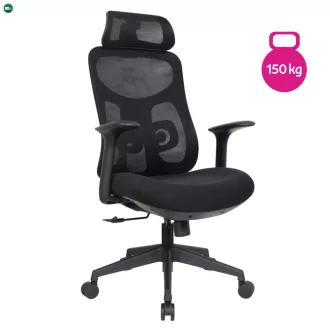 Irodai szék, fekete, teherbírás 150 kg, SULIVAN