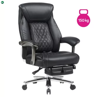   Irodai szék, fekete ekobőr/króm, teherbírás 150 kg, URIEN