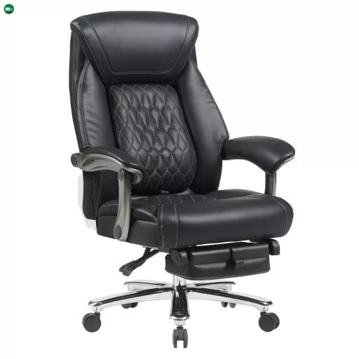 Irodai szék, fekete ekobőr/króm, teherbírás 150 kg, URIEN