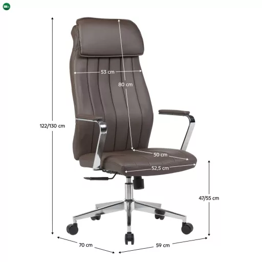 Irodai szék, szürkésbarna ekobőr/króm, teherbírás 150 kg, ELADIO