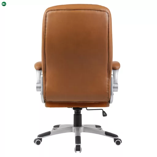 Irodai szék, barna ekobőr/ezüst, teherbírás 150 kg, GREKO