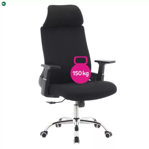 Irodai szék, fekete/króm, teherbírás 150 kg, HOLGER