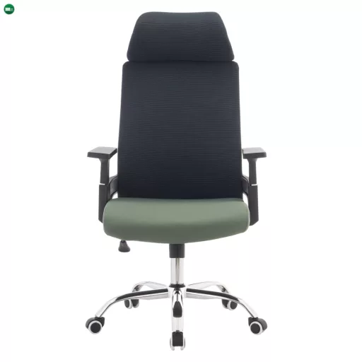 Irodai szék, sötétszürke/zöld/króm, teherbírás 150 kg, HOLGER