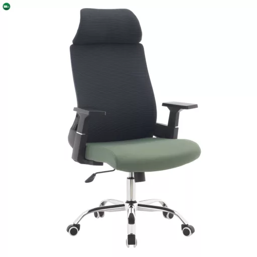 Irodai szék, sötétszürke/zöld/króm, teherbírás 150 kg, HOLGER