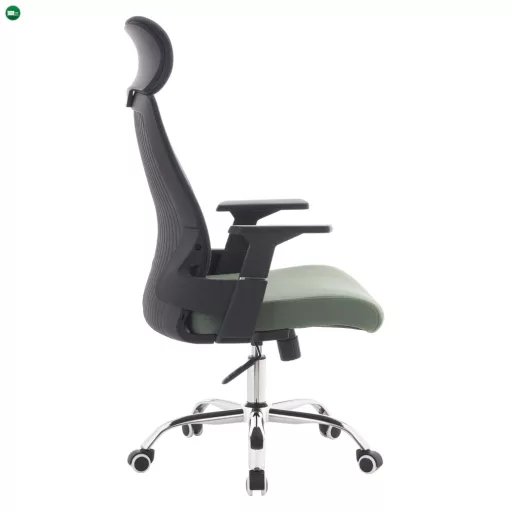 Irodai szék, sötétszürke/zöld/króm, teherbírás 150 kg, HOLGER