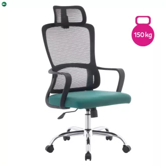 Irodai szék, fekete/zöld/króm, teherbírás 150 kg, RANDY