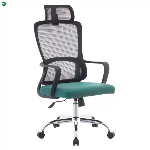 Irodai szék, fekete/zöld/króm, teherbírás 150 kg, RANDY