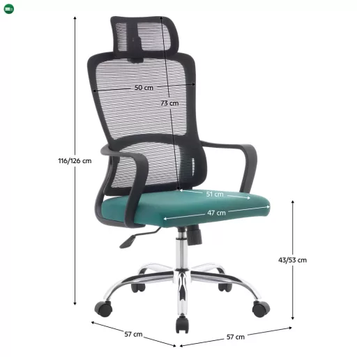 Irodai szék, fekete/zöld/króm, teherbírás 150 kg, RANDY