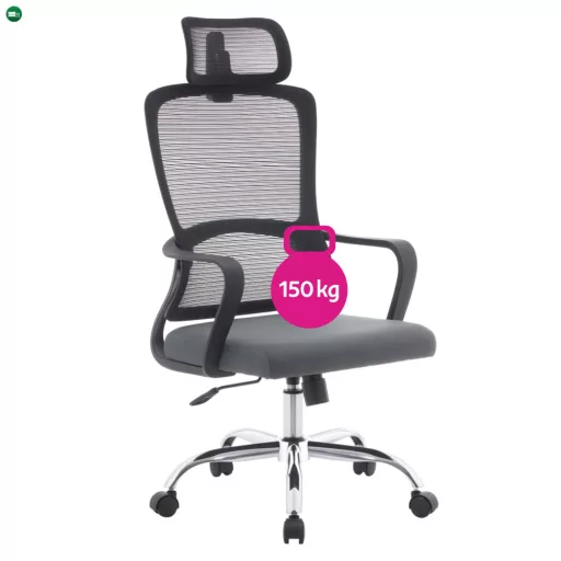 Irodai szék, fekete/szürke/króm, teherbírás 150 kg, RANDY