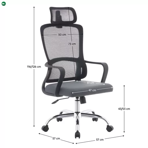 Irodai szék, fekete/szürke/króm, teherbírás 150 kg, RANDY