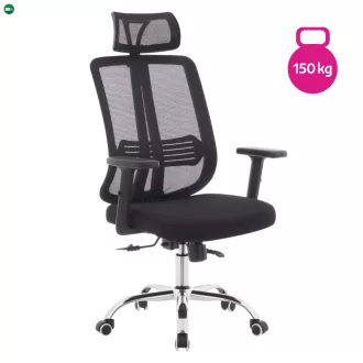 Irodai szék, fekete/króm, teherbírás 150 kg, DUVAL