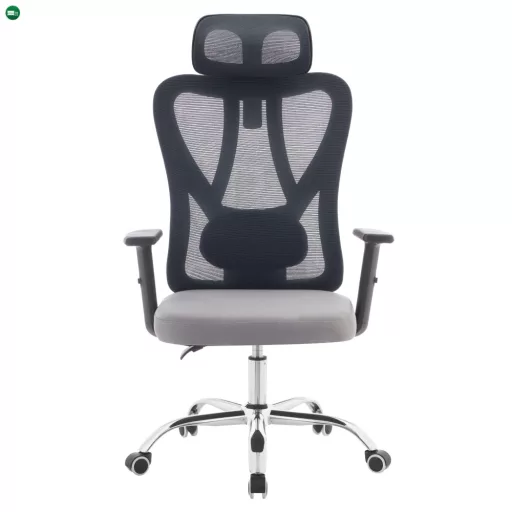 Irodai szék, sötétszürke/világosszürke/króm, teherbírás 150 kg, ADEMIR