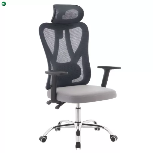 Irodai szék, sötétszürke/világosszürke/króm, teherbírás 150 kg, ADEMIR