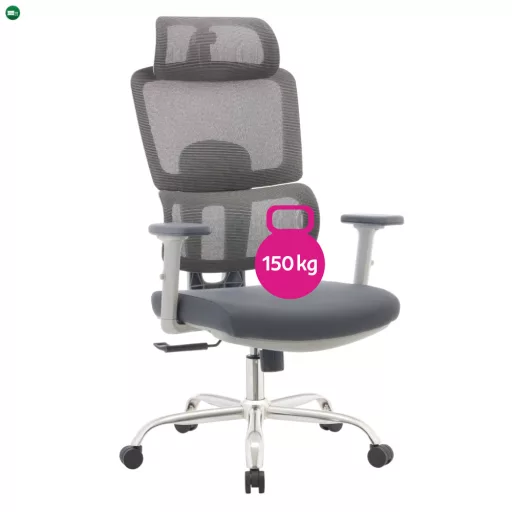 Irodai szék, szürke/króm, teherbírás 150 kg, BYRON