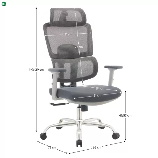 Irodai szék, szürke/króm, teherbírás 150 kg, BYRON