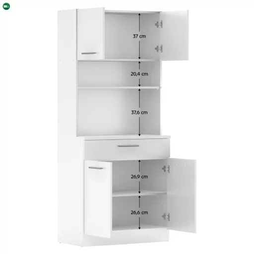 Négyajtós szekrény, fehér, DOMIS NEW