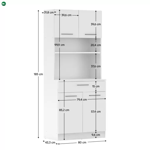 Négyajtós szekrény, fehér, DOMIS NEW