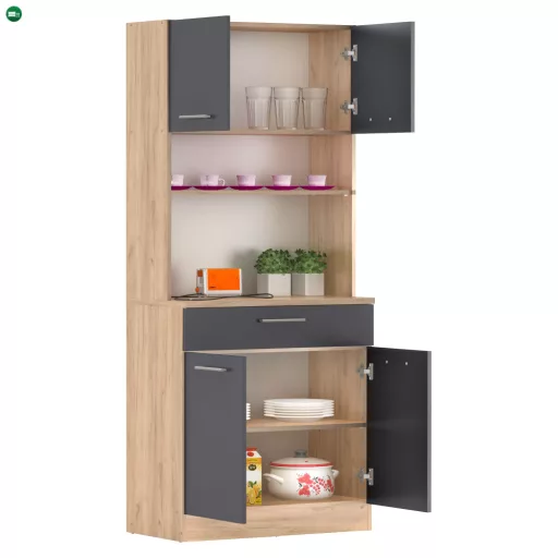 Négyajtós szekrény, artisan tölgy/grafit, DOMIS NEW