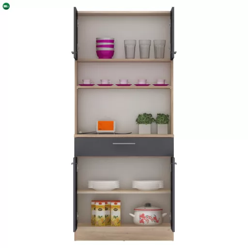 Négyajtós szekrény, artisan tölgy/grafit, DOMIS NEW