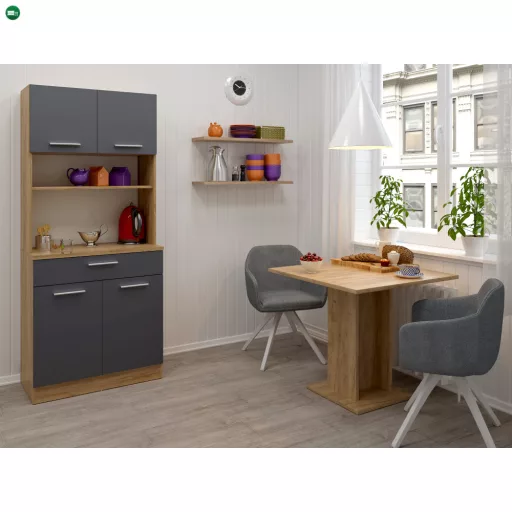 Négyajtós szekrény, artisan tölgy/grafit, DOMIS NEW