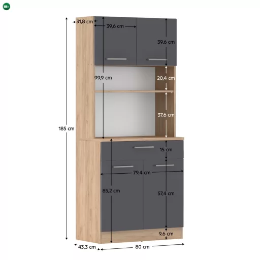 Négyajtós szekrény, artisan tölgy/grafit, DOMIS NEW