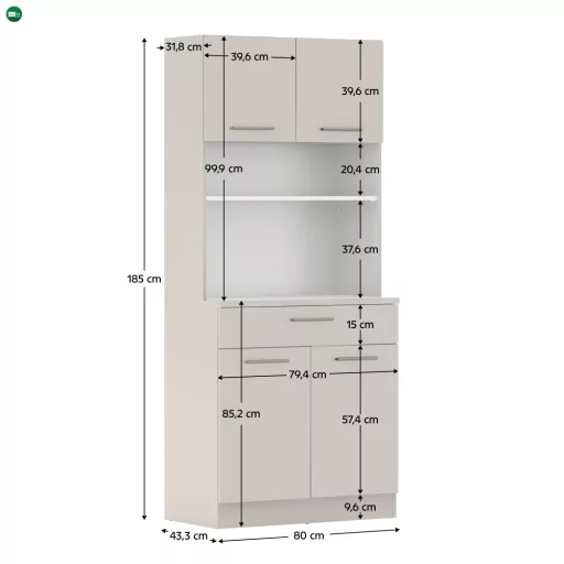 Négyajtós szekrény, kasmír, DOMIS NEW