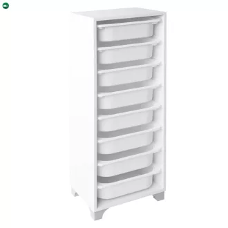 Polcos állvány tárolódobozokkal, fehér, LUNOR