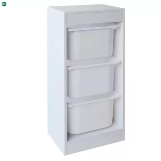 Polc tárolódobozokkal, fehér, DUVAN