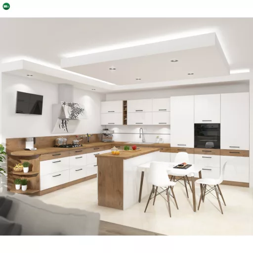 Felső sarokszekrény, fehér extra magas fényű HG/lancelot tölgy, VEGA 58x58 GN-72  1F