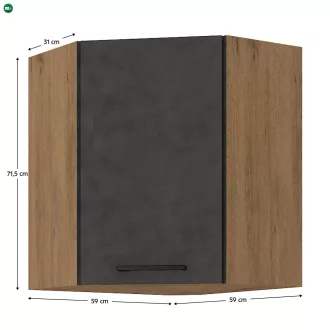   Felsőszekrény, szürke matt/tölgy lancelot, VEGA 58x58 GN-72 1F