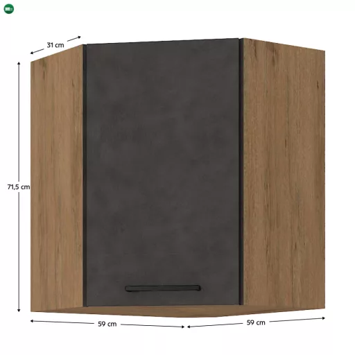 Felsőszekrény, szürke matt/tölgy lancelot, VEGA 58x58 GN-72 1F