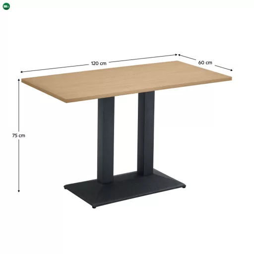 Bisztró asztal, tölgy sonoma/fekete, 120x60 cm, RINALDO TYP 2