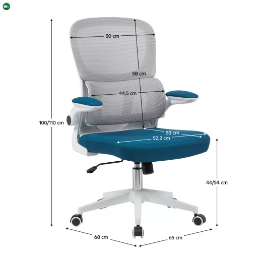 Irodai szék, barna/petrolkék/fehér, RAMIRO