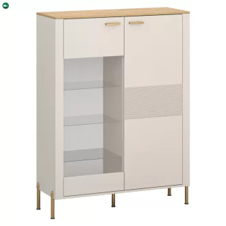 Alacsony vitrin, kasmír/kő tölgy, RUNOL 1D1W