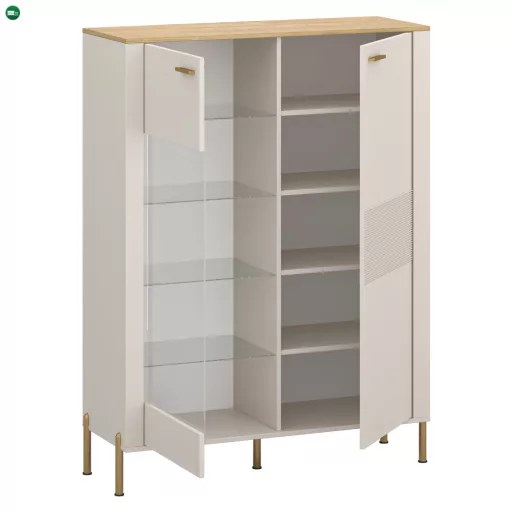 Alacsony vitrin, kasmír/kő tölgy, RUNOL 1D1W