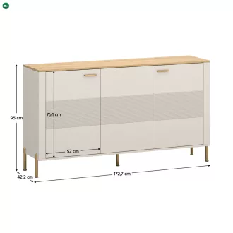 Komód, kasmír/kő tölgy, RUNOL 3D