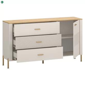 Komód, kasmír/kő tölgy, RUNOL 1D3S