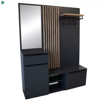   Előszobafal, antracit extra magasfényű HG/artisan tölgy, ALIVA V2