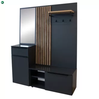   Előszobafal, antracit extra magasfényű HG/artisan tölgy, ALIVA V2