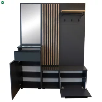   Előszobafal, antracit extra magasfényű HG/artisan tölgy, ALIVA V2